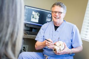 Dr. Eckert talking to a patient